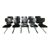 Lot of 10 Vintage 1970s Stacking Chairs