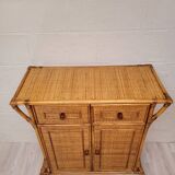 Buffet, commode en bambou et rotin, années 60