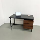Pierre Guariche desk in teak and lacquered steel
