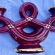 Double Candle Holder Vallauris Vintage Red Burgundy Ceramic Massier Style