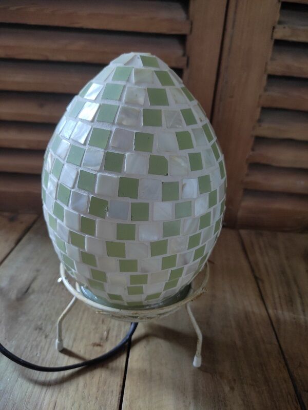 Green mosaic glass egg lamp night light