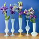 Set of 5 soliflores or antique vases in white opaline and brass.