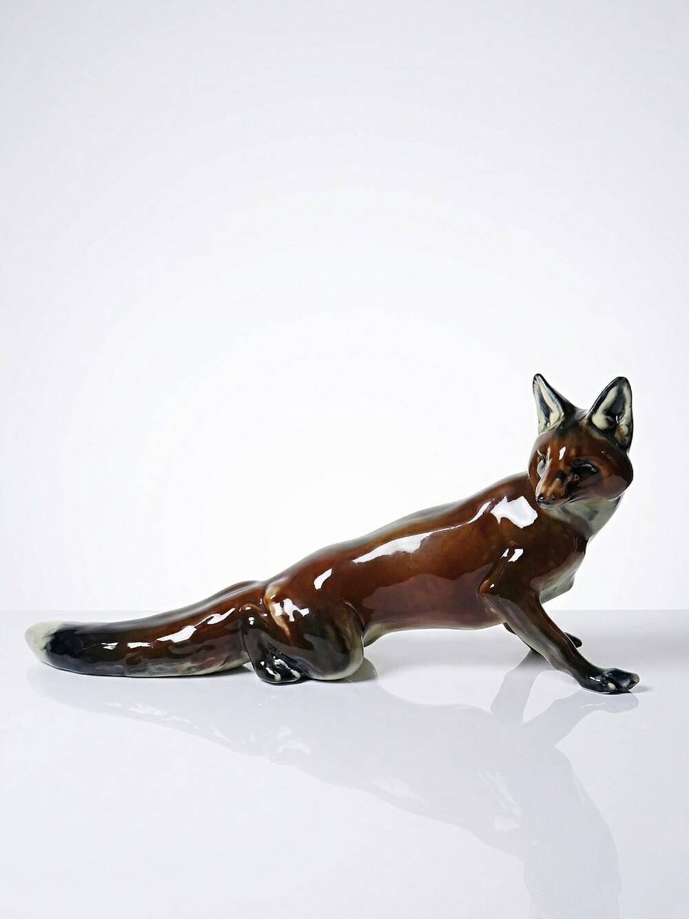 Large ceramic fox from St Clément, after Kraner, 1930s-50s.