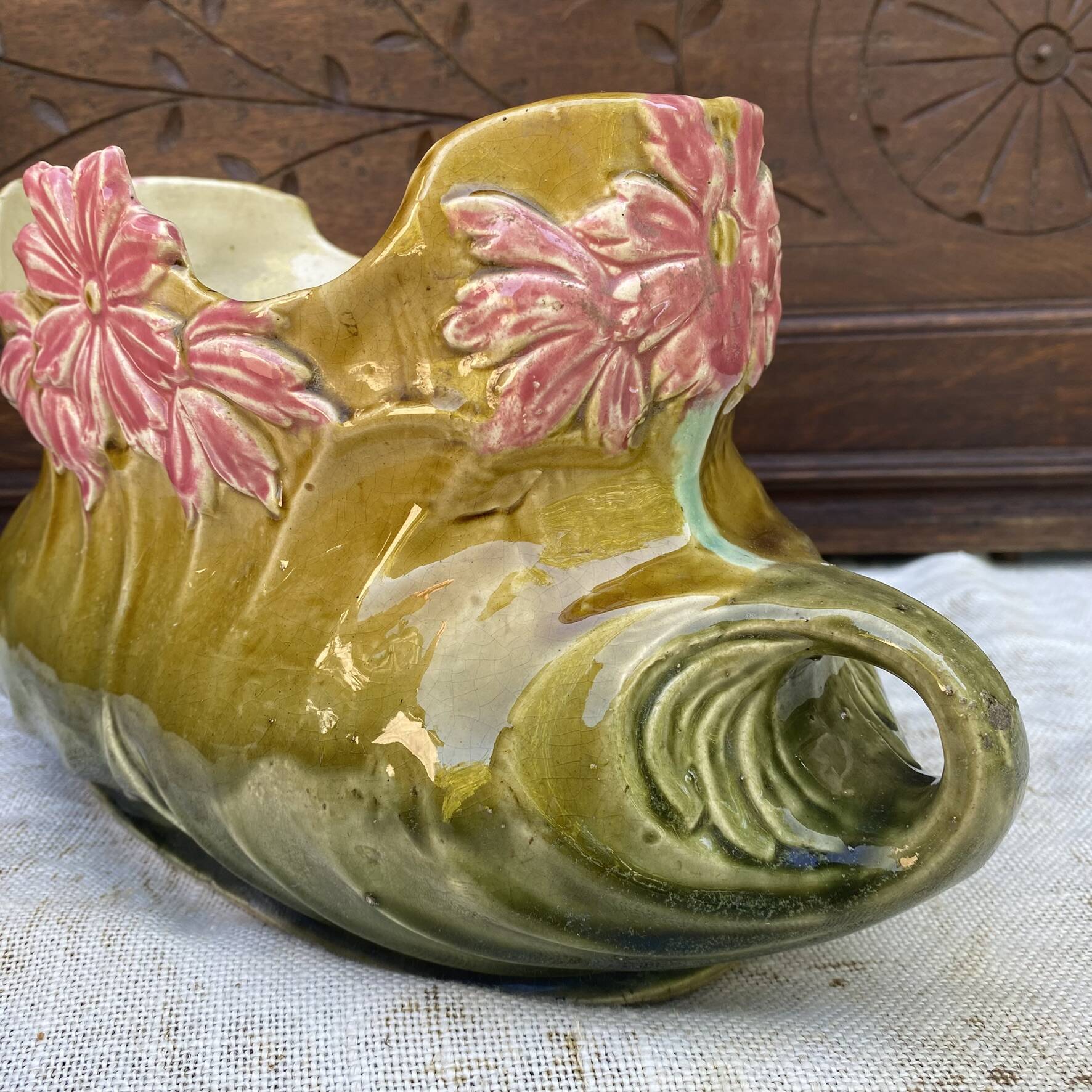 Art Nouveau slipware jardinière