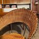 Set of 2 wicker armchairs and coffee table Raoul Guy 1950