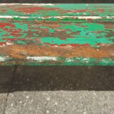 Ancien banc d' école patine vert rouge
