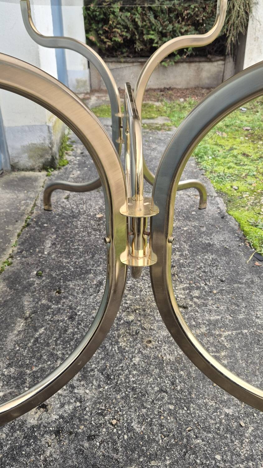 Smoked glass oval table 1970s