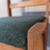 4 green tweed chairs