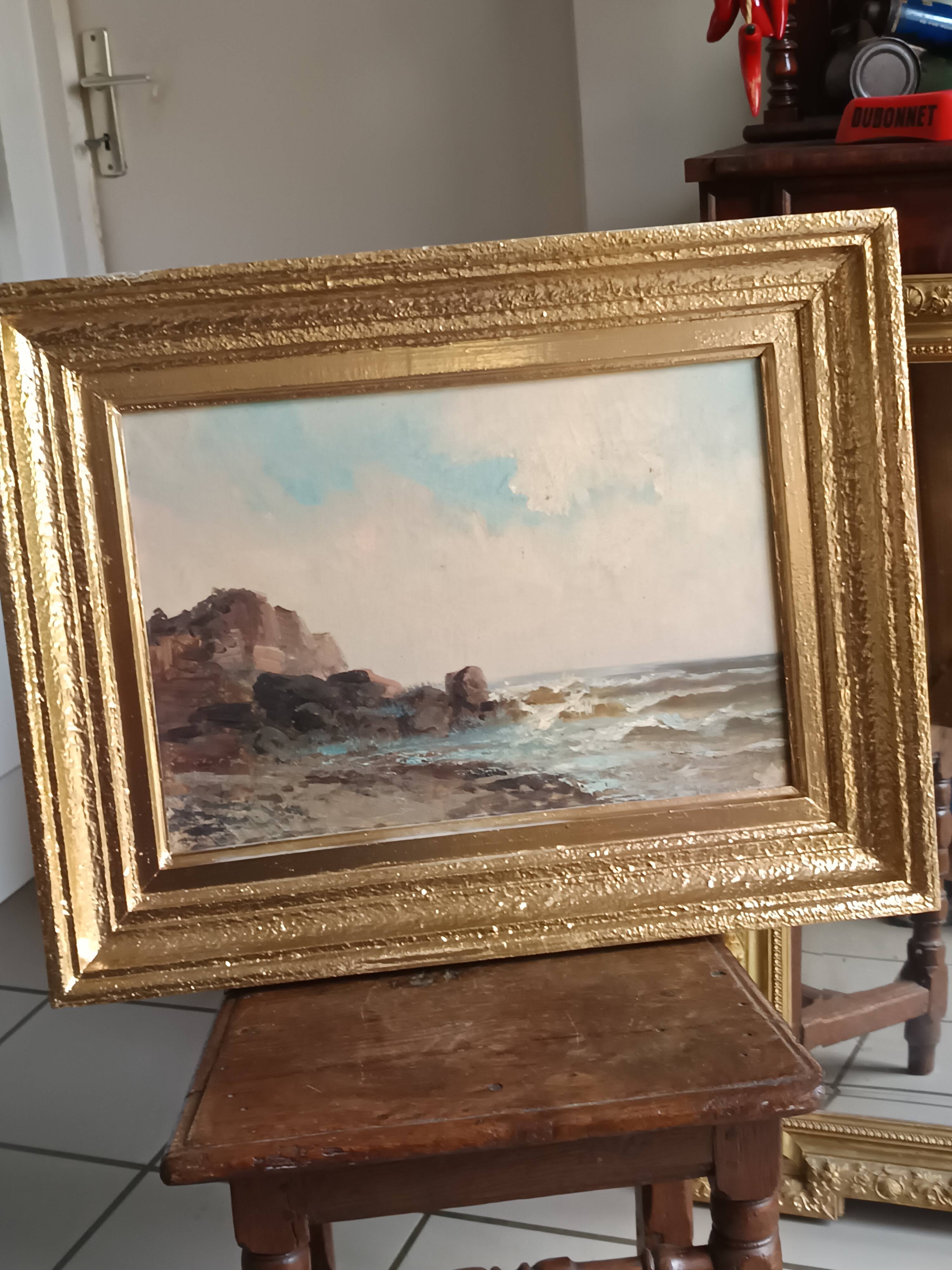 marine old rocky coast oil on canvas 1890 - 1910