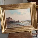 marine old rocky coast oil on canvas 1890 - 1910