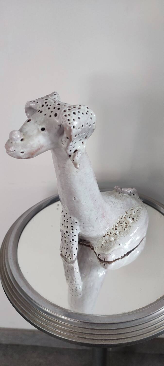 Antique zoomorphic sculpture in glazed terracotta