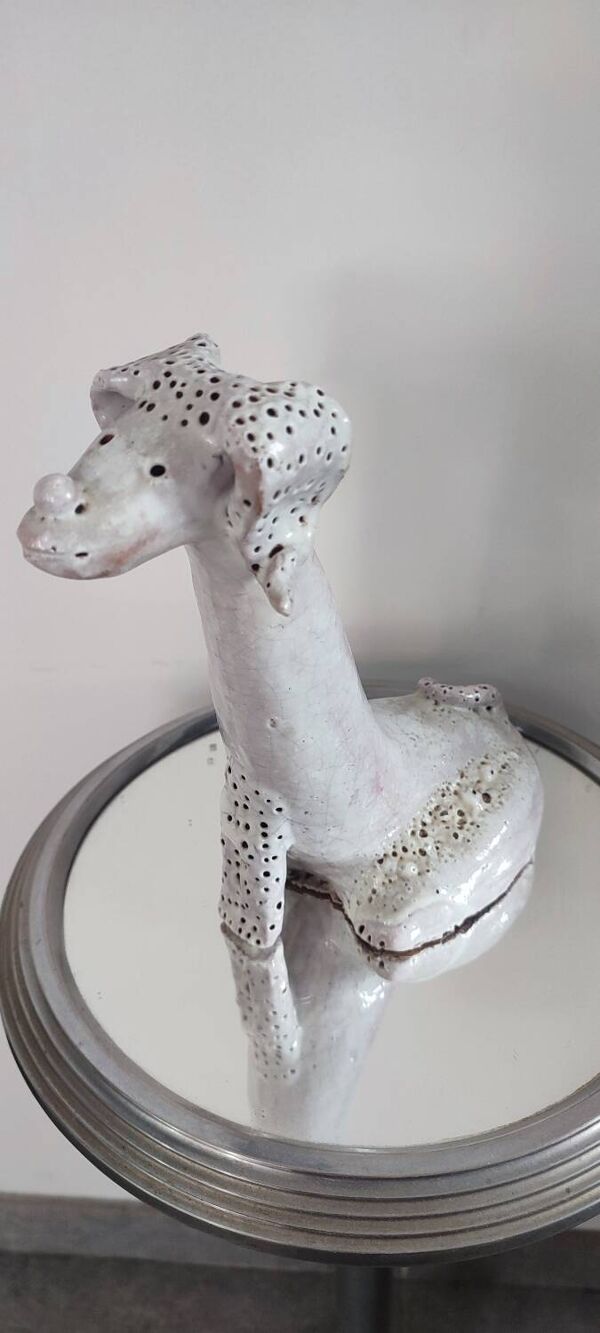 Ancienne sculpture zoomorphe terre cuite vernissée