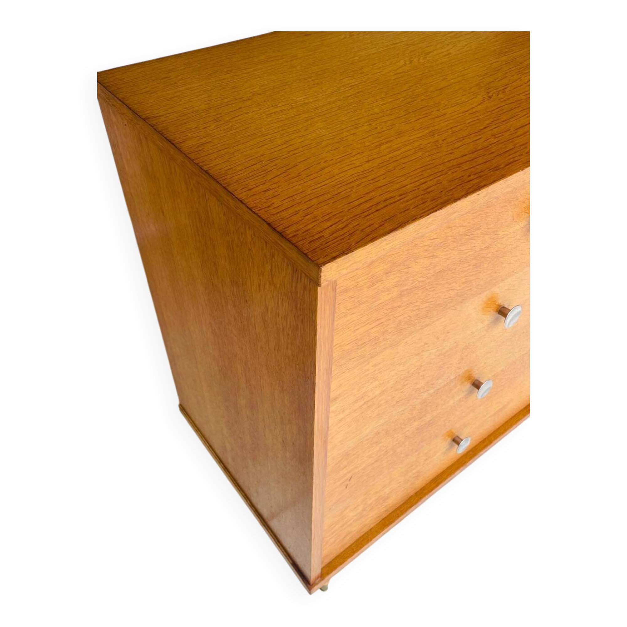 Large vintage chest of drawers with 4 drawers and oak storage, circa 1960s.