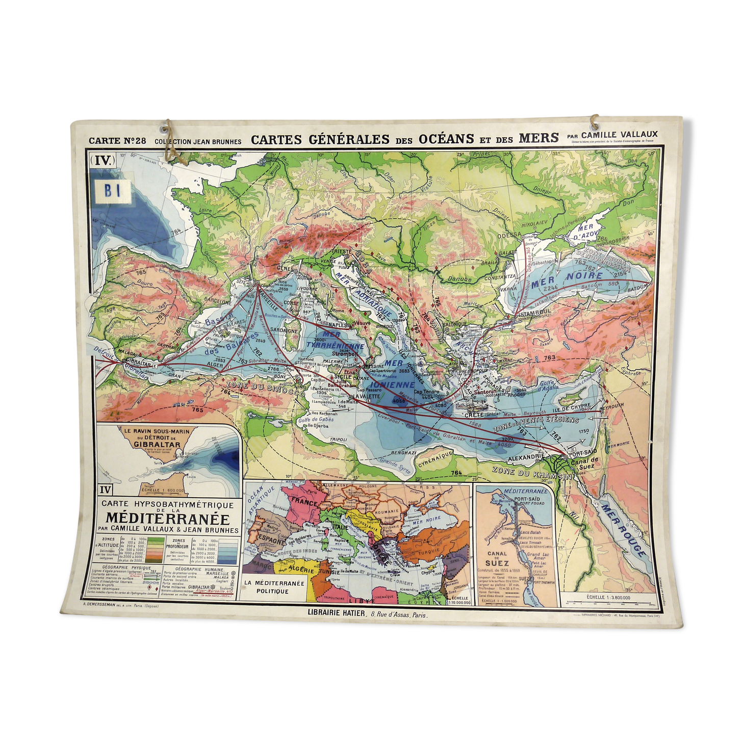 Carte de géographie Camille Vallaux - Cartes générales des océans et des mers