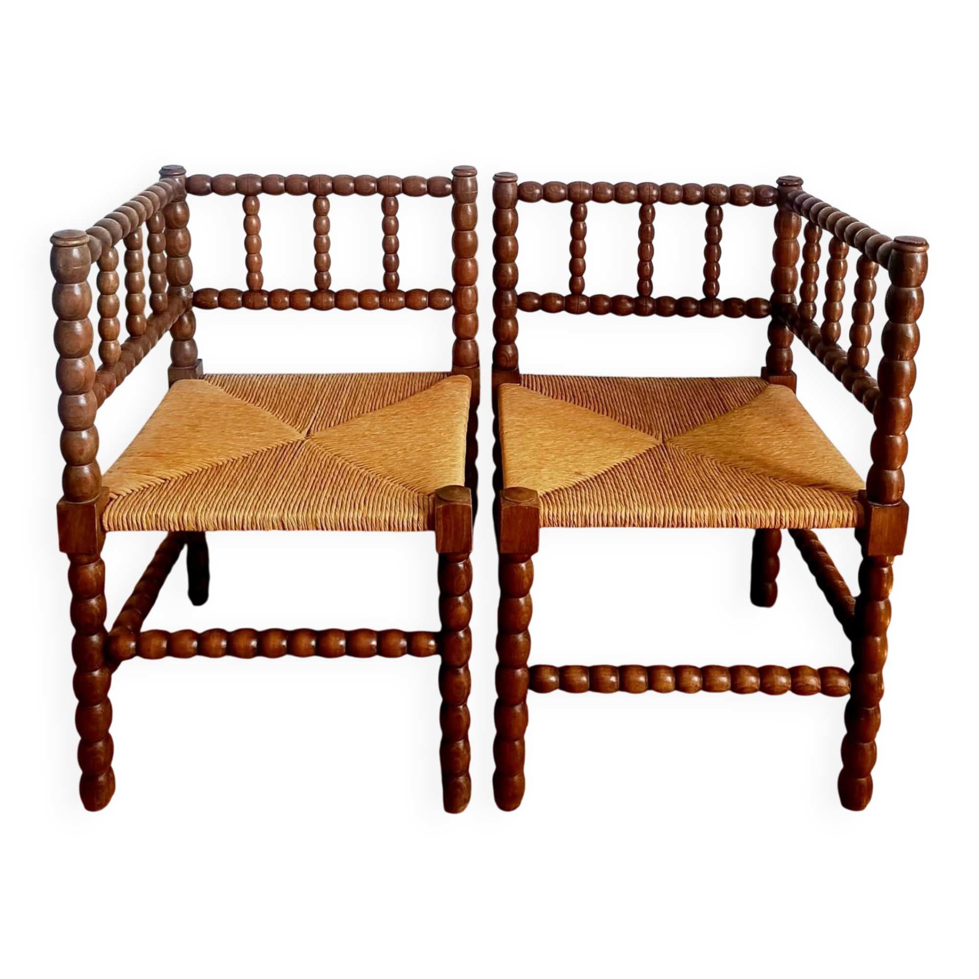 Paire de chaises bobin dites "coin de feu", Hollande