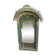 Polychrome teak mirror plant décor India Rajasthan late 1800 97x163cm