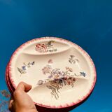 Set of 6 compartmentalized plates Longwy hand painted