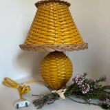 Wicker and rattan lamp