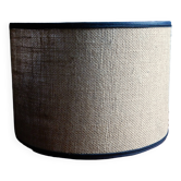 Grand abat-jour cylindrique en toile de jute vintage