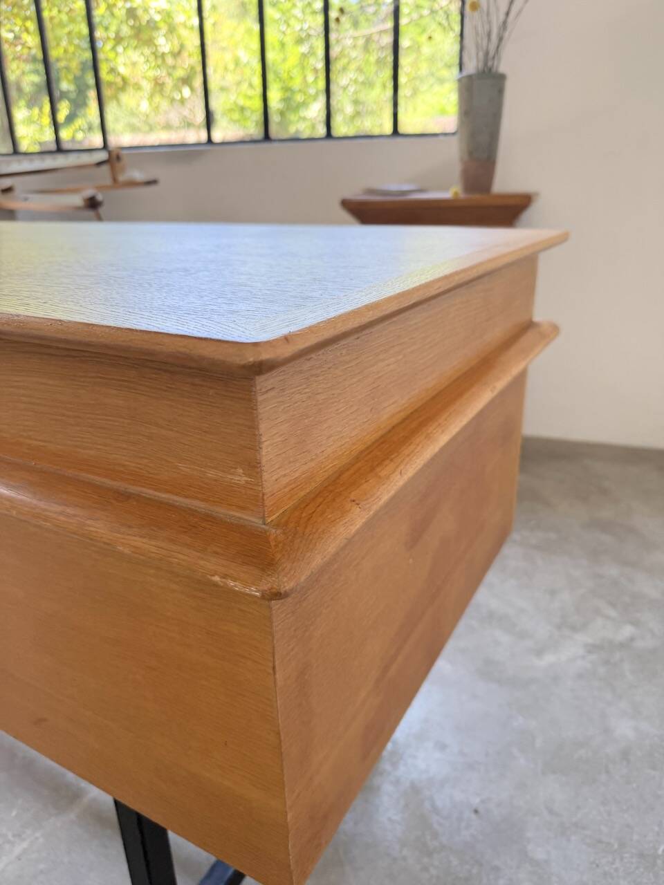 Modernist 50s oak metal desk