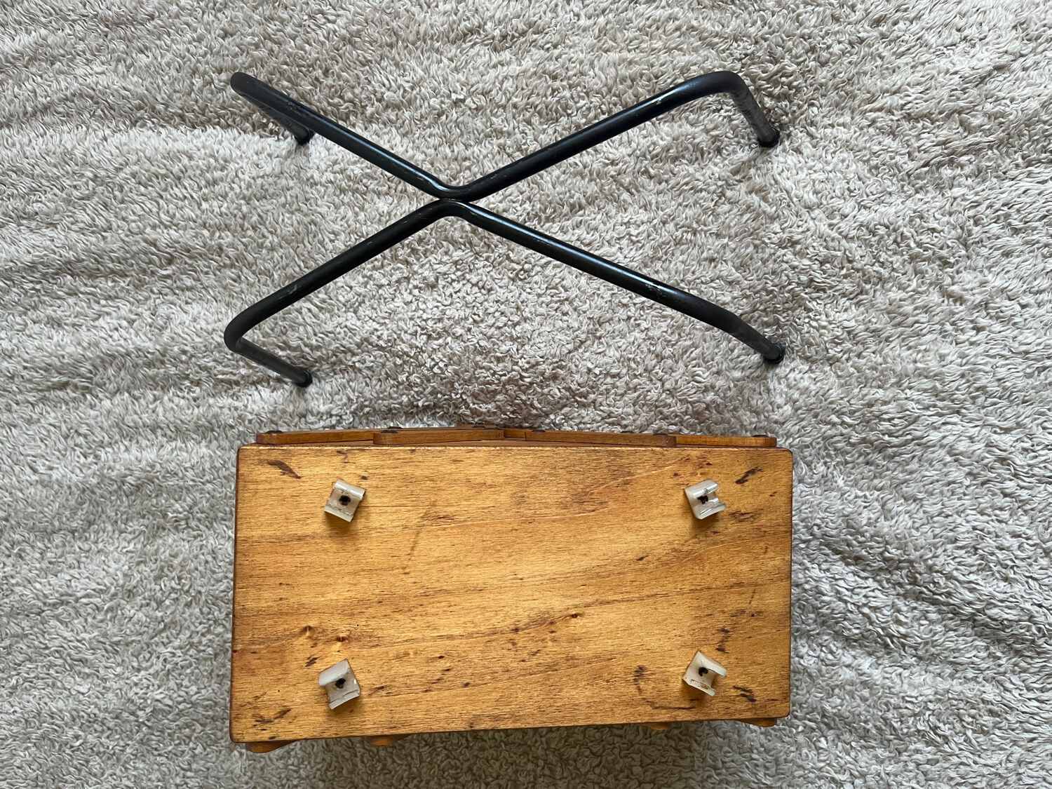 Compass worker wood and metal worker vintage sewing box
