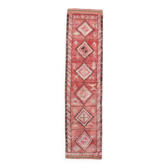 Tapis de couloir rouge cannelle 83 x 337 cm, tapis de couloir en laine turque, tapis ancien