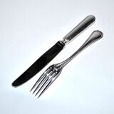 Ercuis set of 2 Trianon metal-plated dessert cutlery with crossed ribbon for cheese starter.