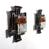 Pair of Swedish Brutalist Sconces by Tom Ahlström and Hans Ehrich, 1970s