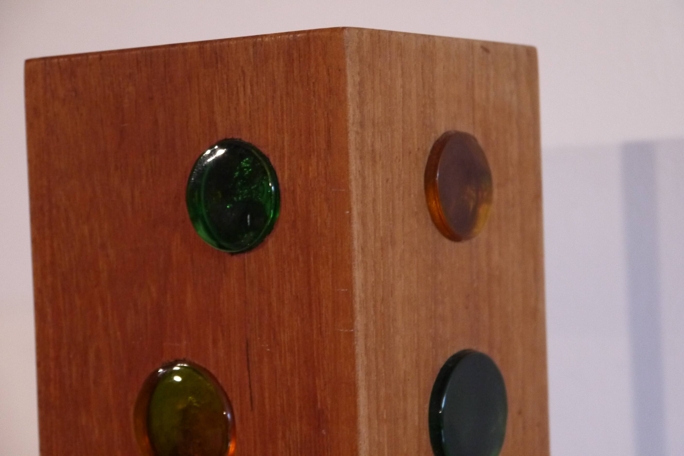 Lampe scandinave en teck et verre 1960