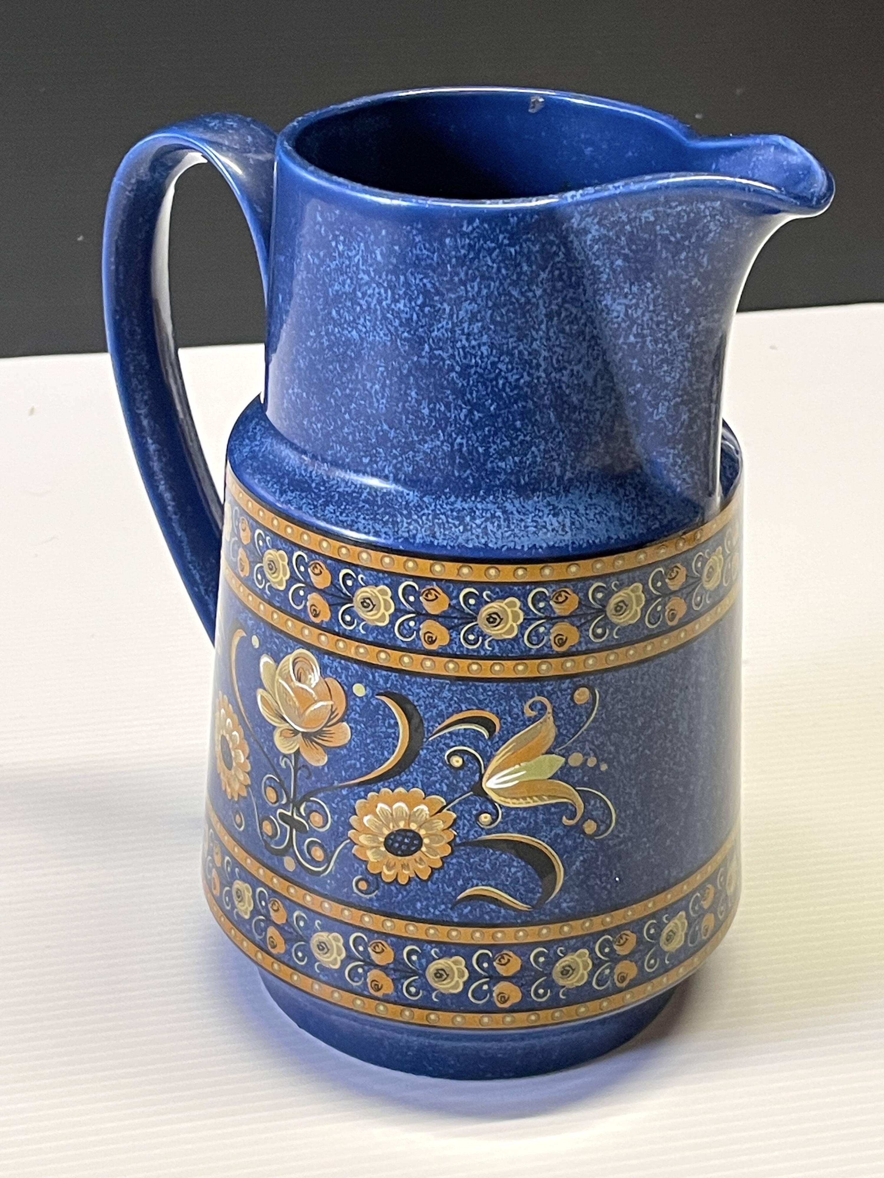 Very nice blue ceramic jug in good condition.