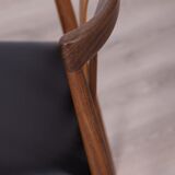 Pair of Vintage 60's Chairs in Teak Wood and Leather Danish Design