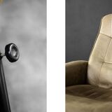 Vintage Mid-Century Danish Modern Brown Swivel Chair & Ottoman, 1960s