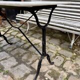 Bistro table in grey marble and black cast iron 100 x 60 cm