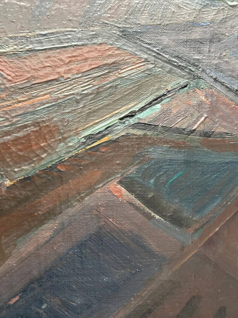 Original Swedish Oil on Canvas – “Glumslövs Backar” by Eric Julius – Signed – Vintage & Framed – 49 × 41 cm