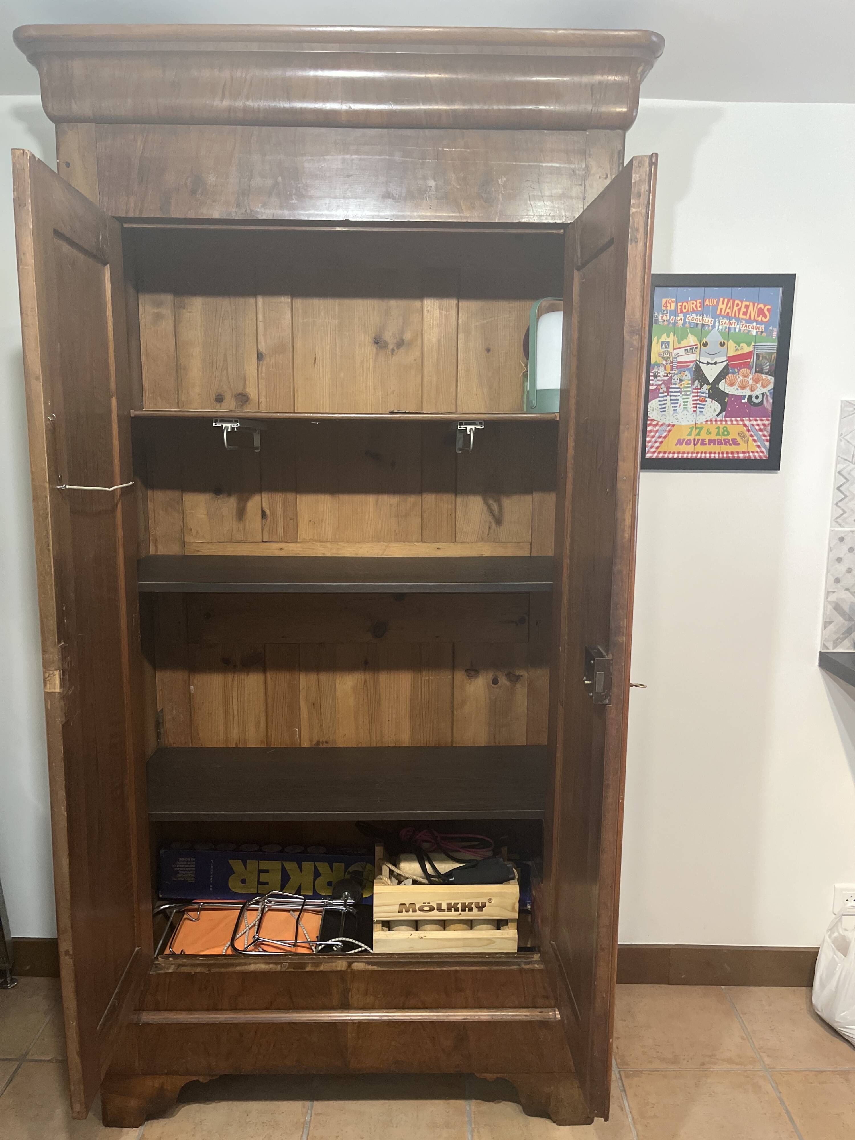 Antique cherry wood wardrobe, Louis Philippe style, 2 doors