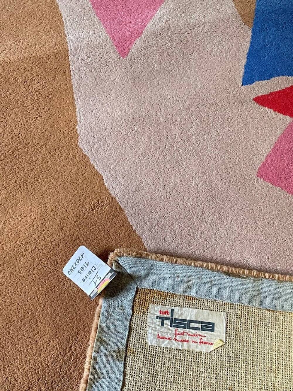 Tapis en laine touffetée à la main Tisca, signé “ILES”, France, années 1990