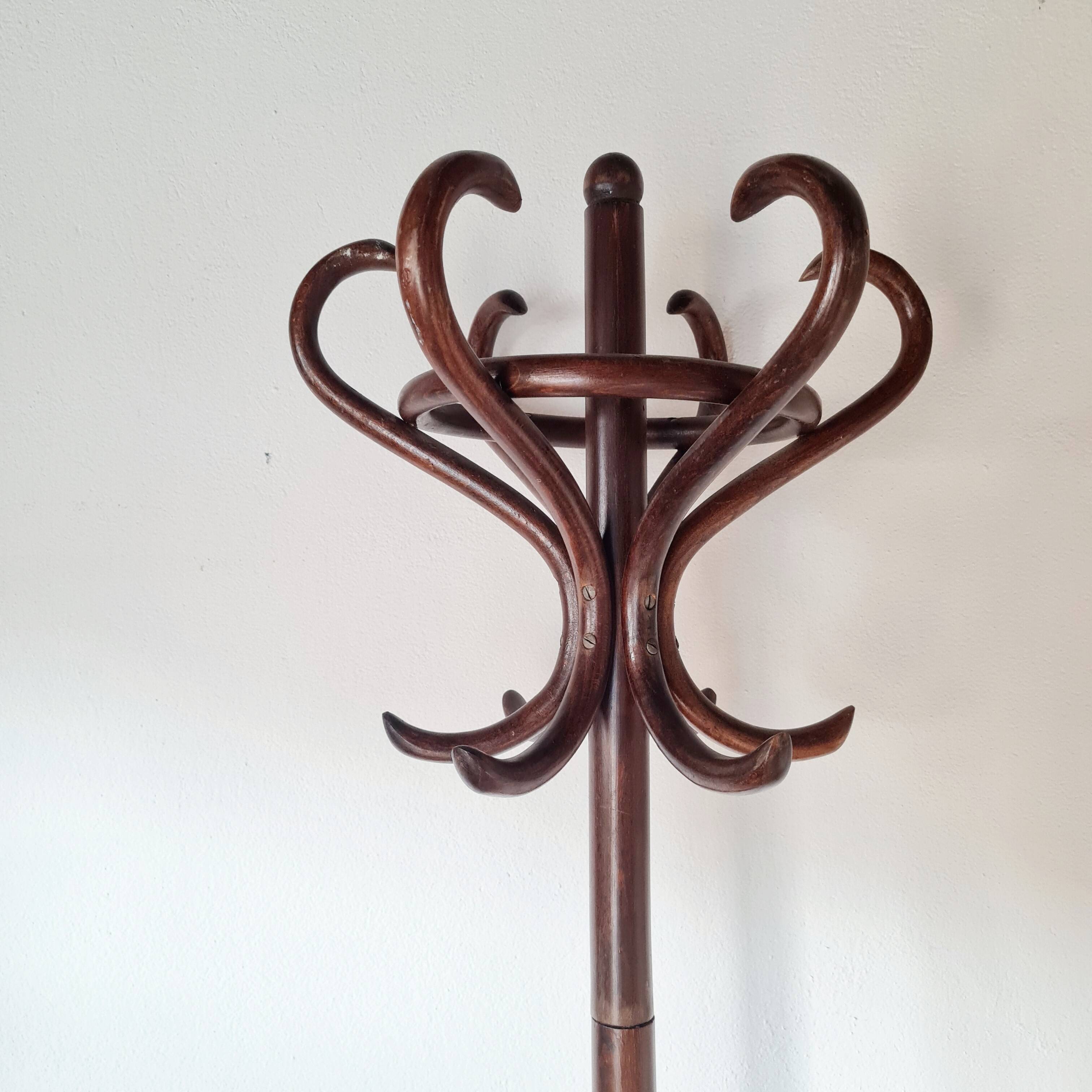 Porte-manteau ancien en bois courbé esprit Thonet 1875