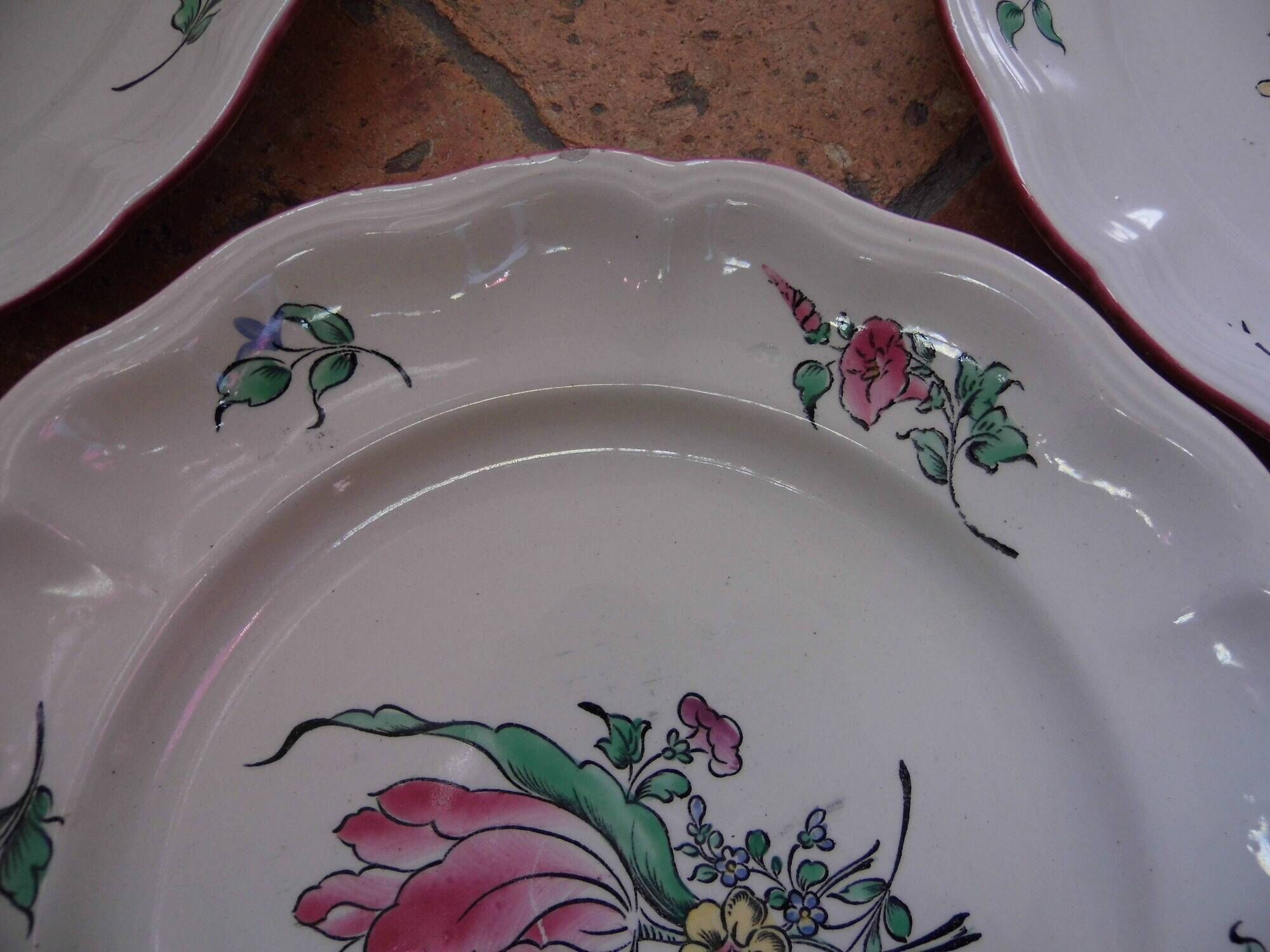 10 earthenware plates from lunéville kg, keller and guerin, model reverbere