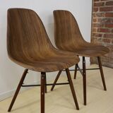 Set of 4 chairs in ABS, wood and metal