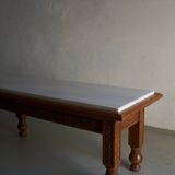 White marble carved oak coffee table