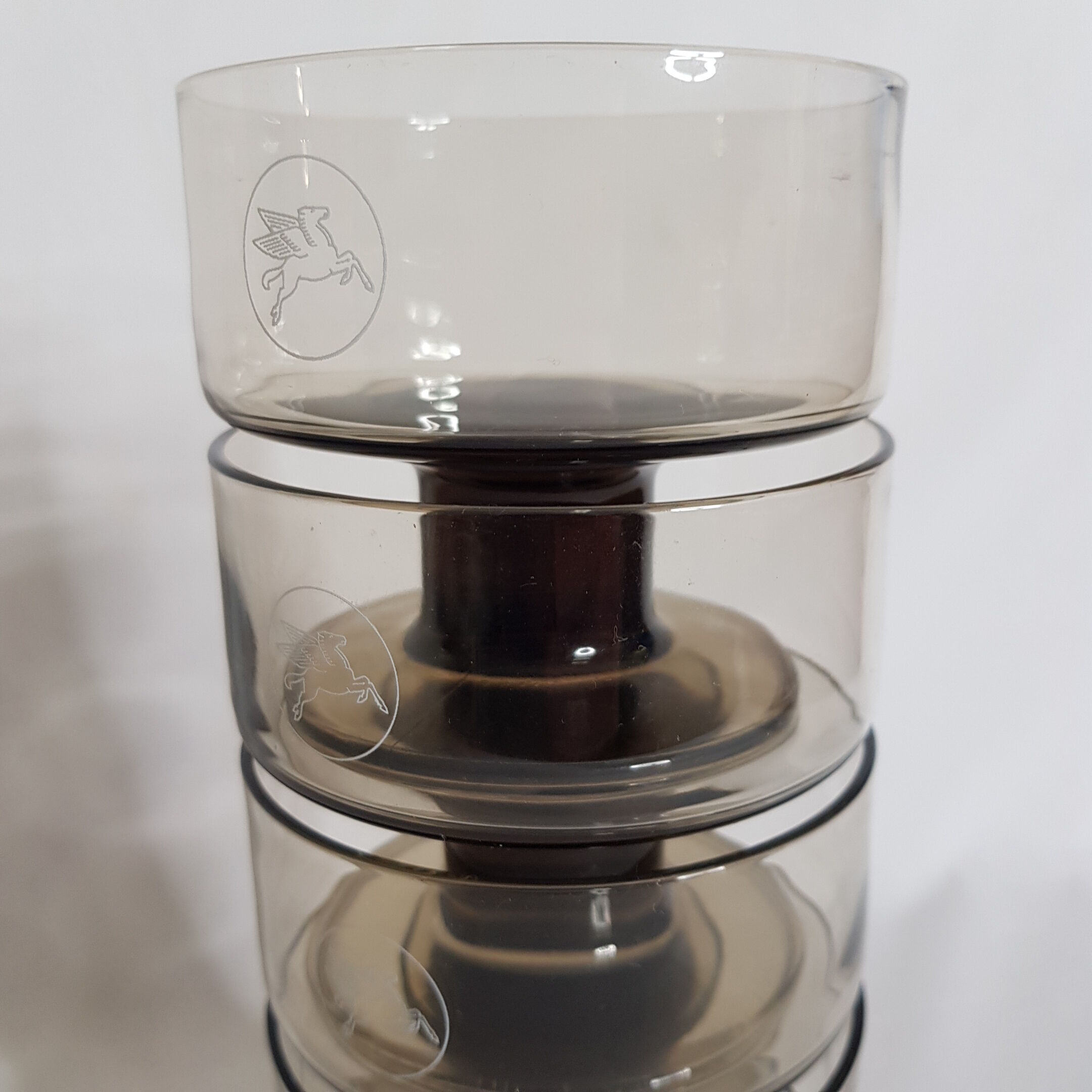 Lot of 5 champagne or vintage dessert glasses, Pegasus, 70s