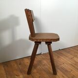 solid oak brutalist organically shaped chair