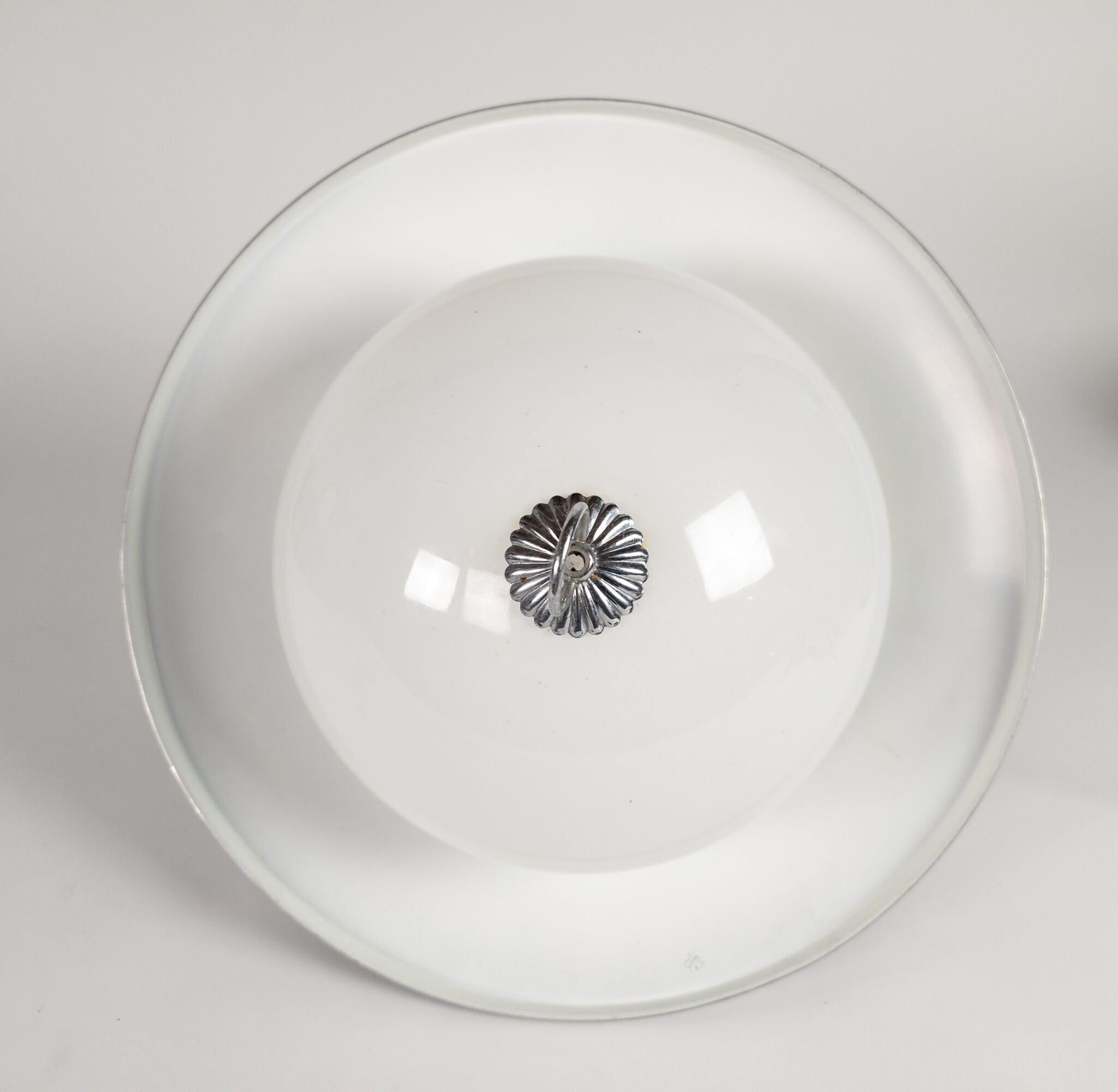 Lampe suspendue Brevettato en verre opale et métal Italie 70s