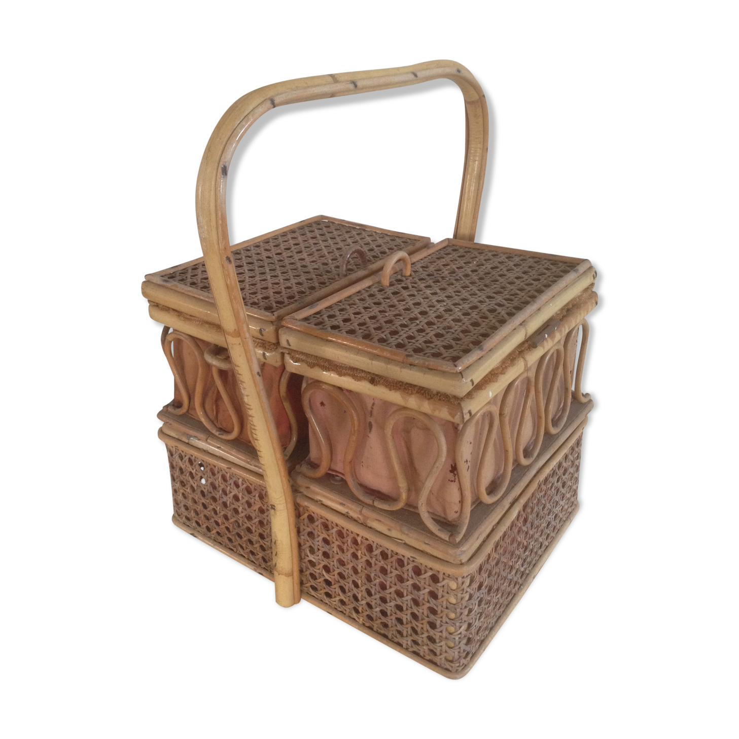 Worker in drawers, caning and bamboo