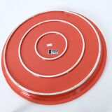 Set of Six Postmodern Vermilion Cups, Sugar Bowl and Plate by Parravicini