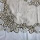Antique linen tablecloth embroidery Richelieu scalloped linen centerpiece 128 cm