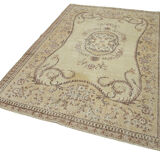 Handwoven decorative anatolian beige carpet 167 cm x 253 cm - 24927