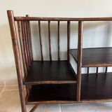 Brown rattan console shelf