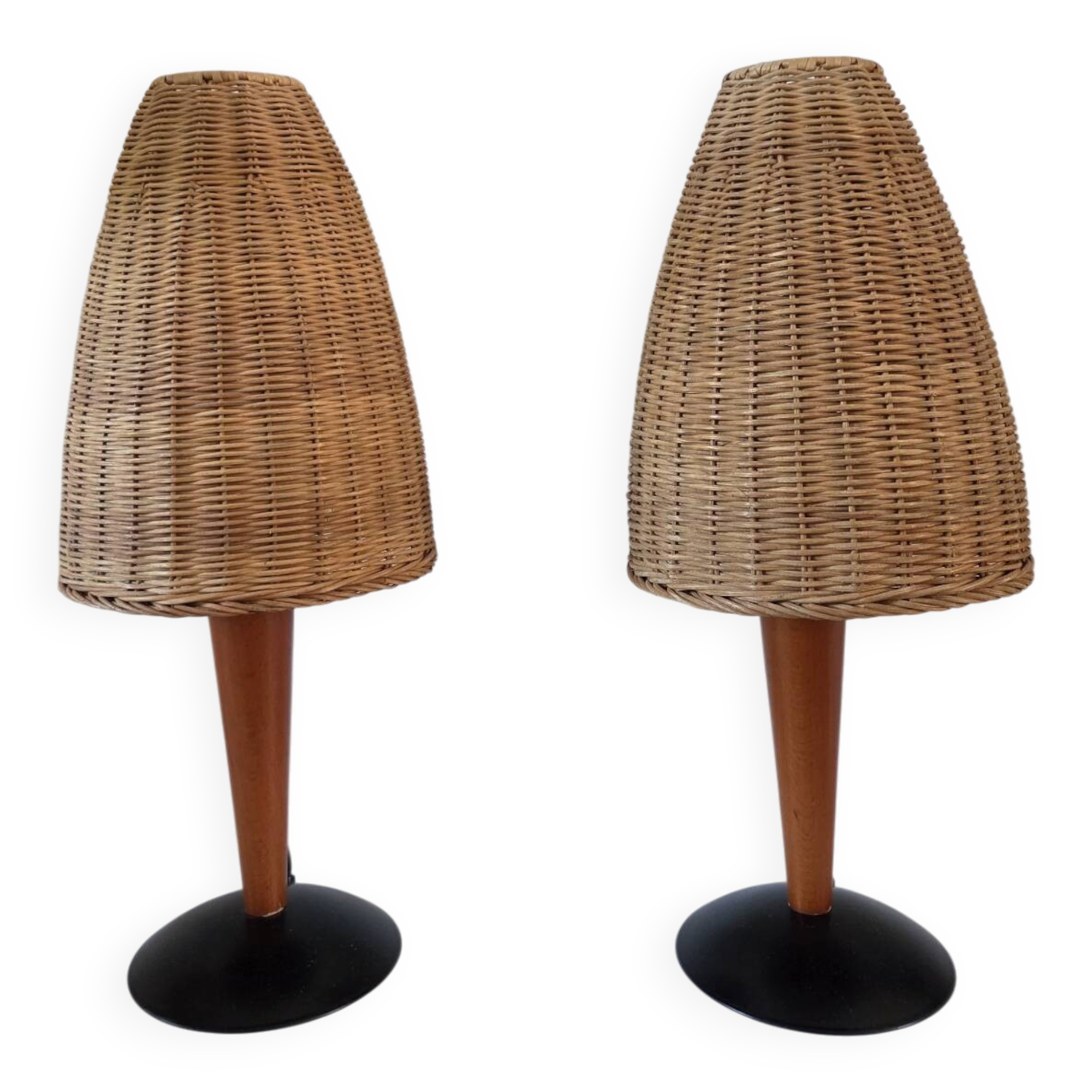 Pair of rattan lamps