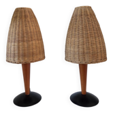 Paire de lampes en rotin